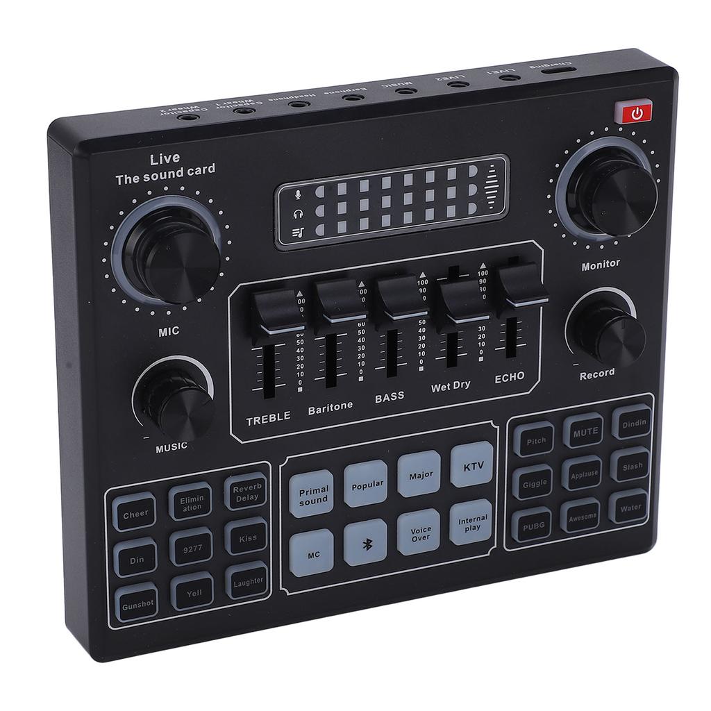 Двухканальная звуковая карта для прямой трансляции, Bluetooth аудиомикшер-конвертер с зарядным кабелем, батарея 800 мАч