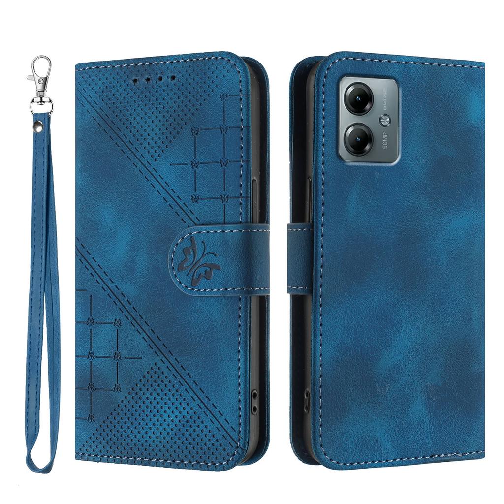 For Motorola Moto G Power (2025)/Motorola Moto G Play (2025) 4G Leather Wallet Case Butterfly Flower Imprinted Phone Cover with Strap