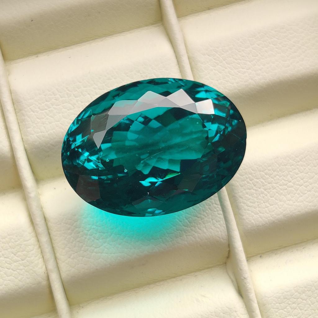 Healing Natural Oval Cut Natural Glass Stone, Faceted Loose Stone, 24.90 Carat, 21x15x13 Size Stone.