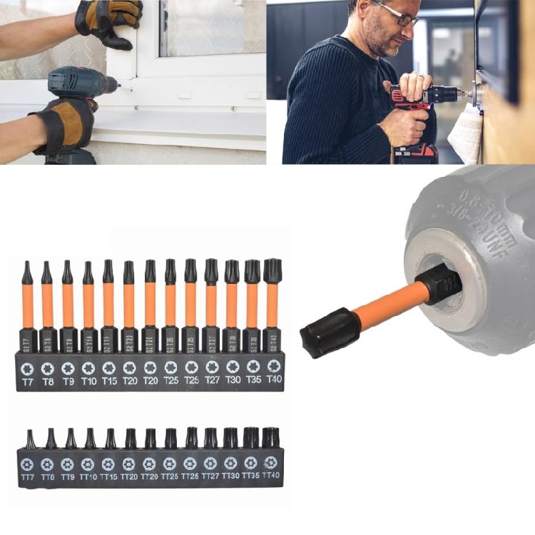 Набор бит Torx из 26 шт. 1/4 дюйма Набор бит для отвертки Torx Ударный Магнитный Шестигранный
