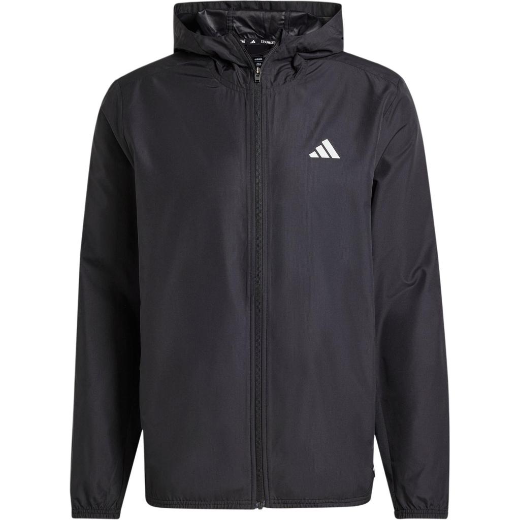 adidas Куртка Gym+ с капюшоном и логотипом на молнии с длинным рукавом, мужская верхняя одежда, черная IN5838