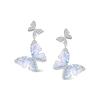 Chynian Piercing Butterfly Ladies Popularity Swaying Piercing Metal Allergy Silver 925 Cute Zirconia Luxury Blue Blue Accessories She Birthday