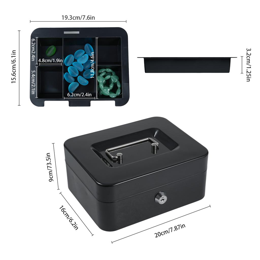 Ящик для денег со съемным лотком, 2 ключа в комплекте. Ящик для сбережений денег, для хранения монет, чеков и ценностей.