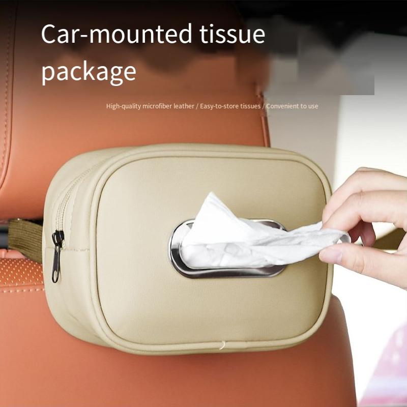 Leather Strap-Type Hanging Car Tissue Case Napkin Holder Multifunctional Armrest Seat Back Paper Organizer for Home Hotels Use