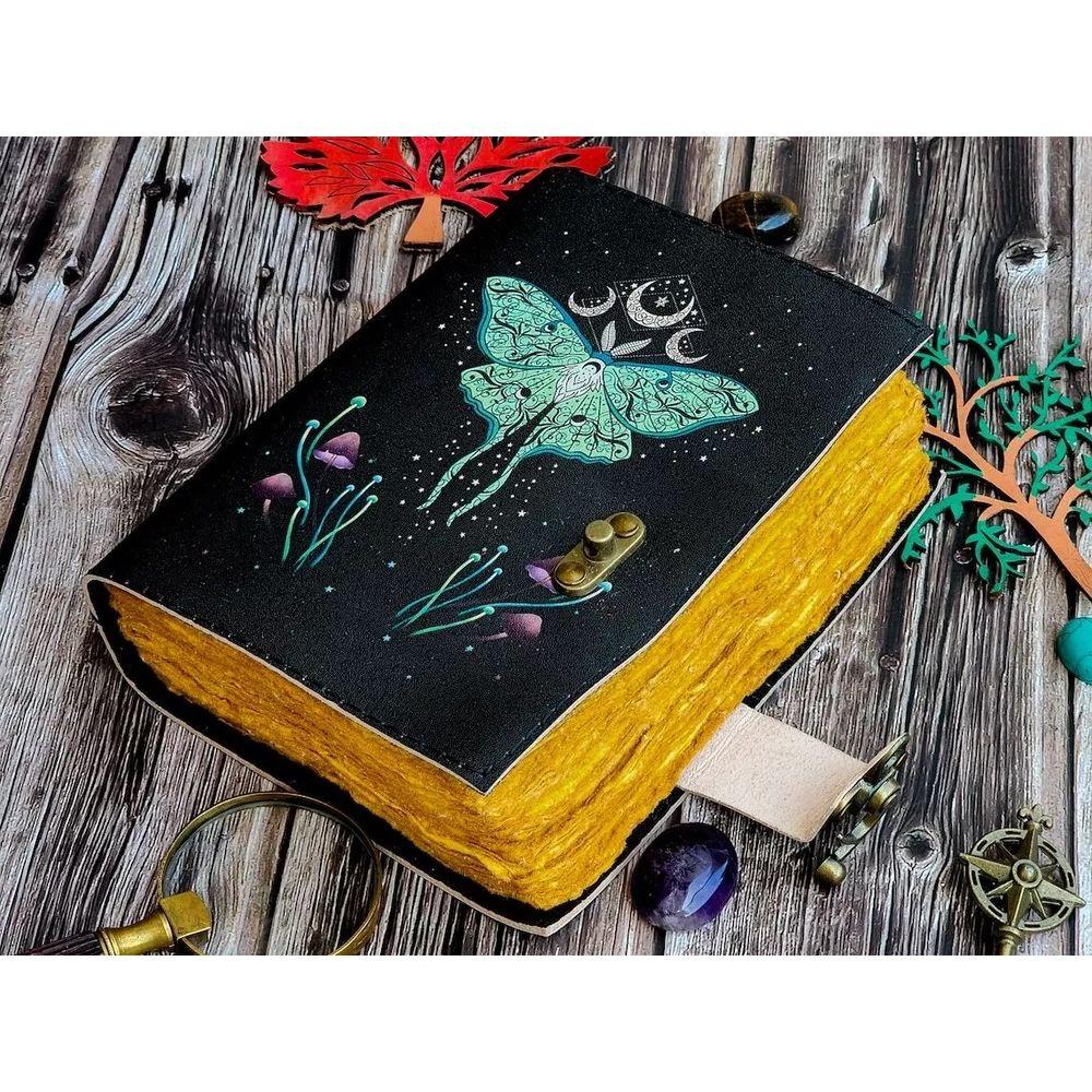 Leather Journal Spell Wizard Cat Book Blank Notebook Book Of Shadows Wiccan
