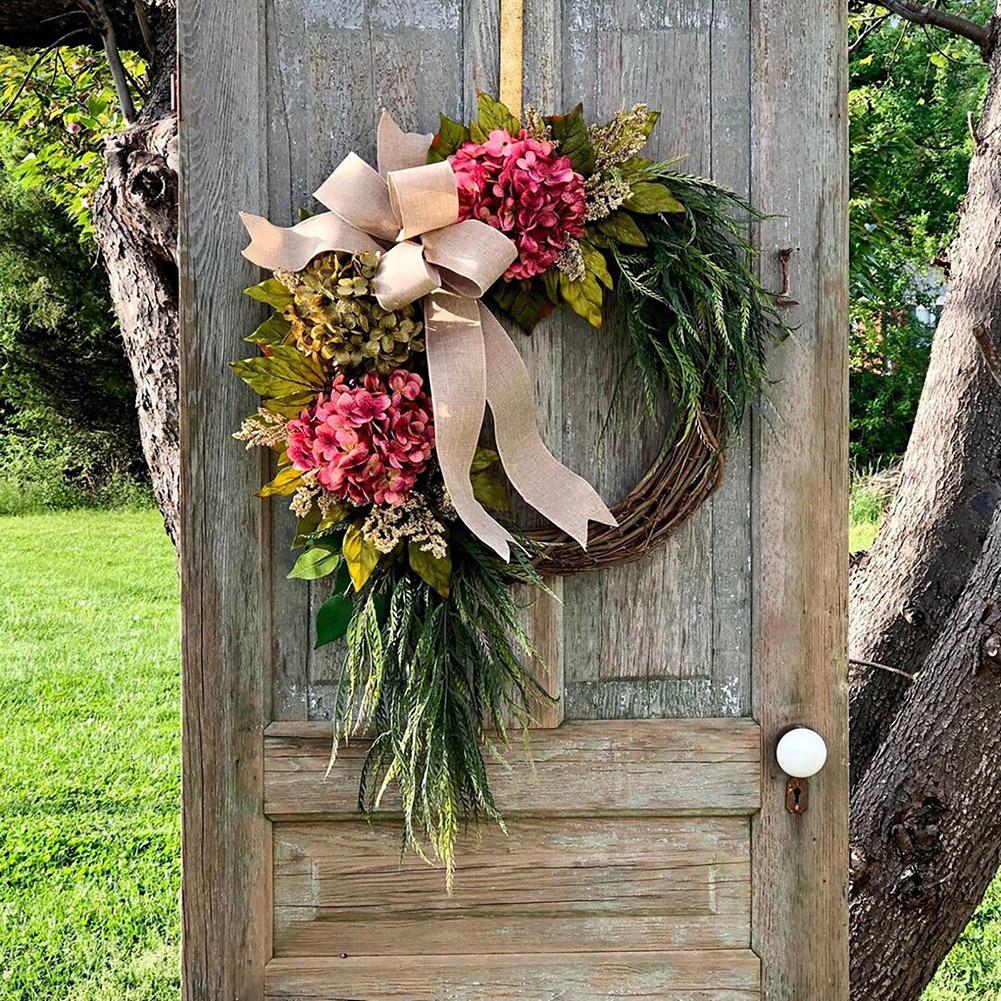 Wreaths Hydrangea for Porch Yard Wedding Decoration Farmhouse Seasonal Decor