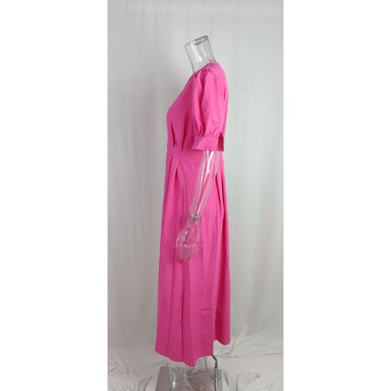 Summer Women's Dress Temperament Commuter High Waist Solid Colour Fashion Long Dresses