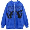 Womens Loose Zip-Up Hoodie Y2K Streetwear Graphic Print Casual Jacket