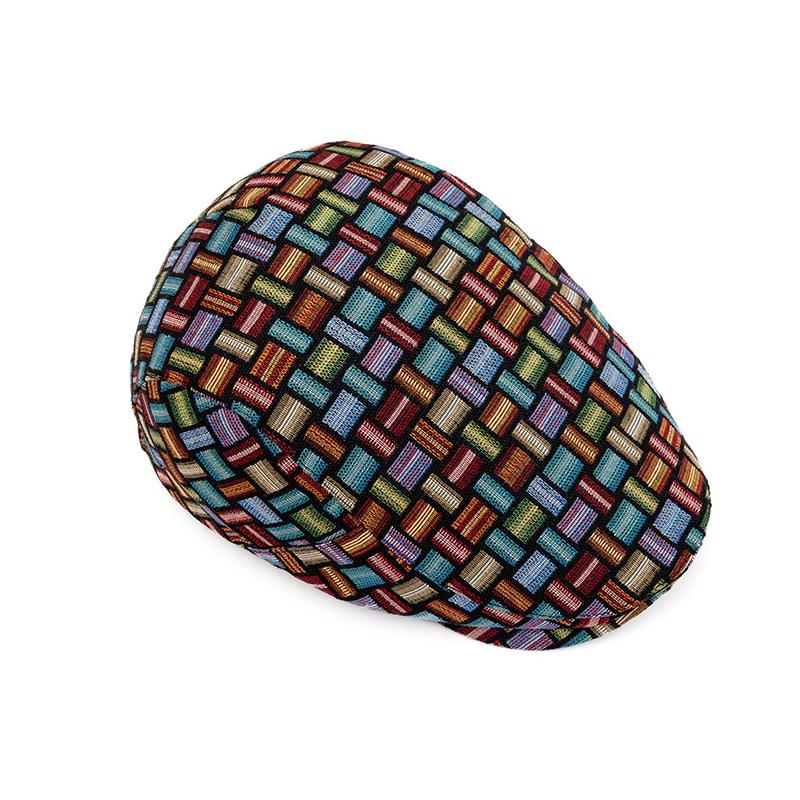 Винтажный берет Женская британская кепка-форвард Кепка газетчика Цветная жаккардовая клетчатая кепка