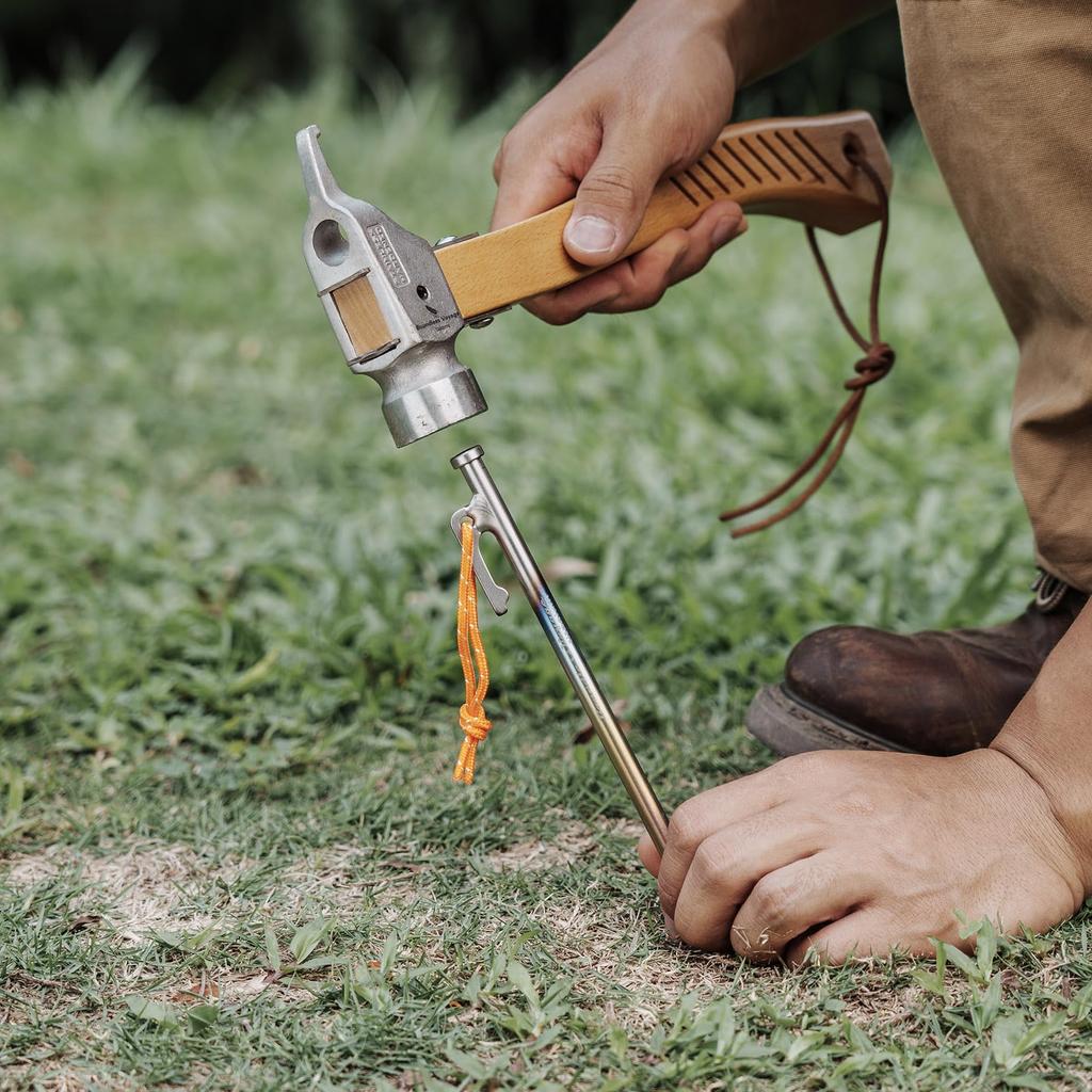 Boundless Voyage Titanium Peg Solid Stake Burnt Color Tough Reflective Rope Peg Made of Titanium High Strength Corrosion Resistant Lightweight Peg