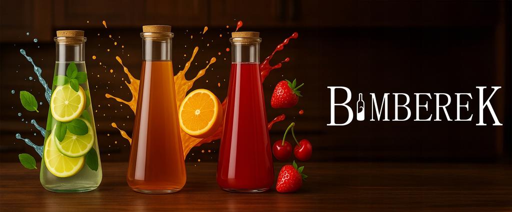 Set of 5 Glass Bottles for Liqueurs, Carafes, UNIQUE, STYLISH, for Home
