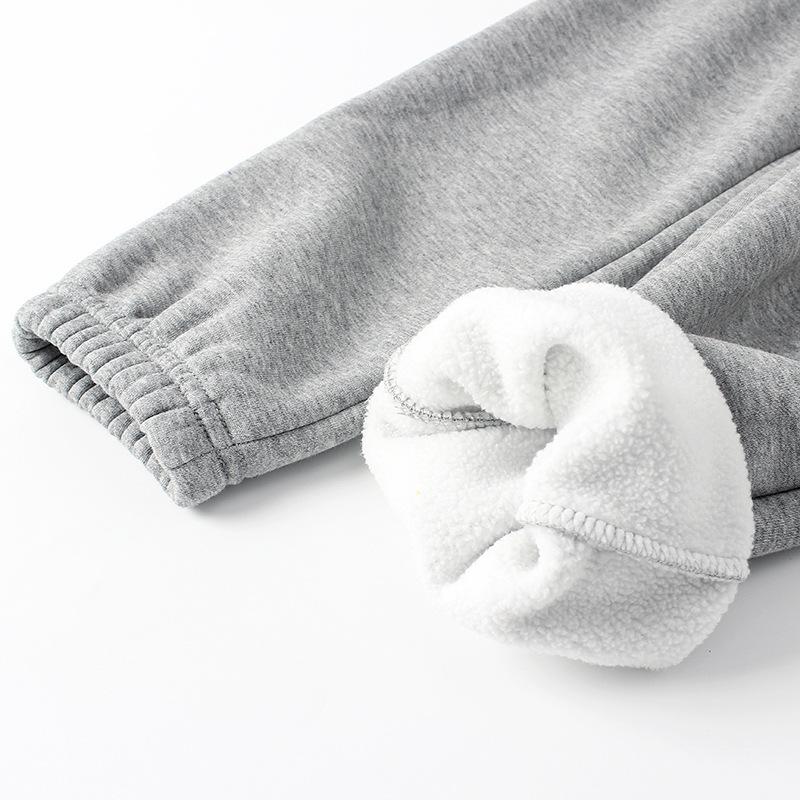 Korean Style Fleece-Lined Winter Sports Sweatpants for Girls