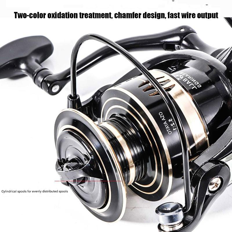 Спиннинговая катушка Mavllos MG Скорость 5.2:1 Плавный Дальний Заброс Сверхпрочный для Крупной Рыбы Металлический Корпус с ЧПУ Двойные Подшипники Рыболовная Катушка