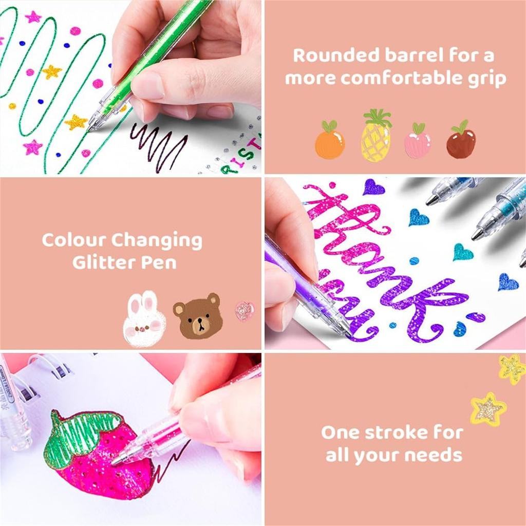 Glitter Gel Pen Set, For Coloring Books, Artist Colored Gel Markers Colorful Pens Neon Gel Pens For Kids Adult Coloring Books And Drawing 22ml