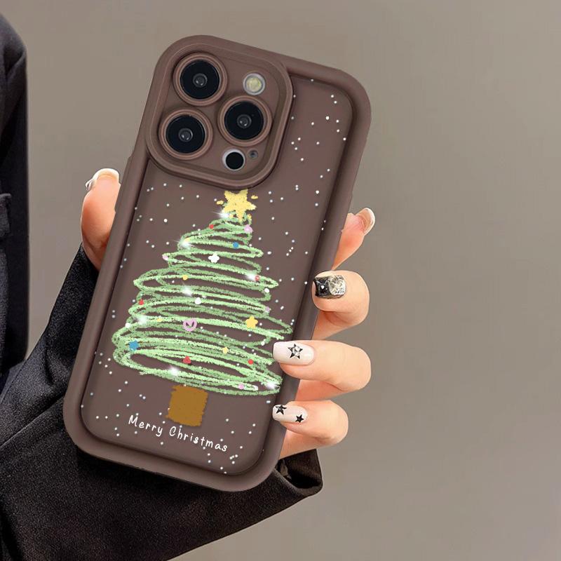Рождественский чехол для iPhone 11 13 12 14 15 16 Pro Max XR XS Samsung A15 A55 A05 Redmi 12 13C OPPO A16 A18 Reno 11 Vivo Y17S Y12 infinix note 40