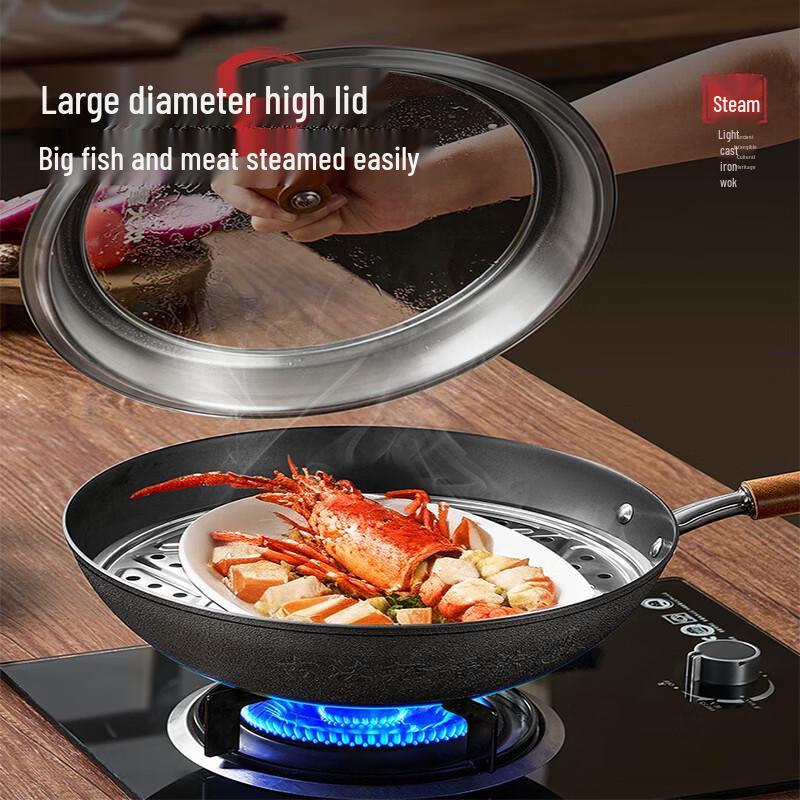 COOKER KING 34cm Traditional Cast Iron Wok