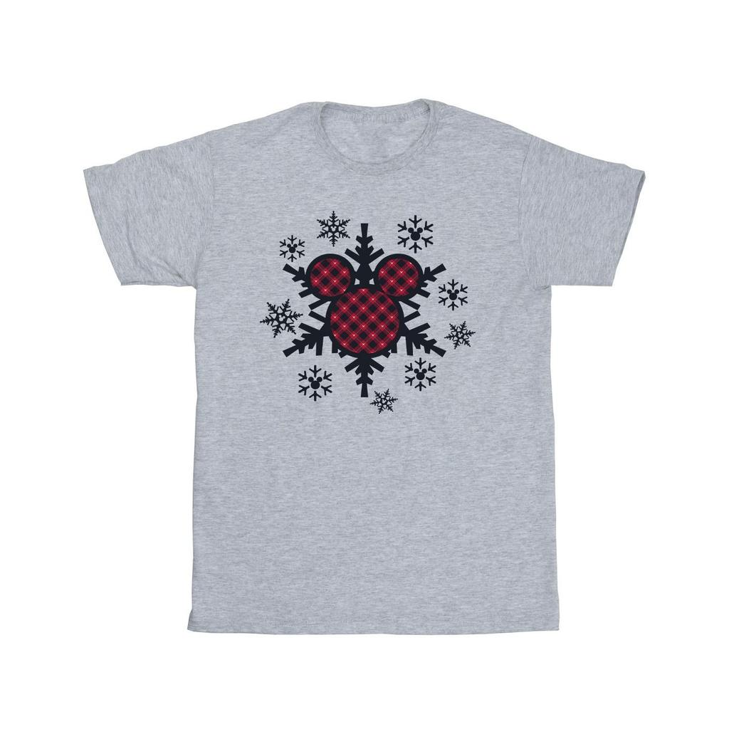 Disney Boys Mickey Mouse Gingham Snowflakes T-Shirt