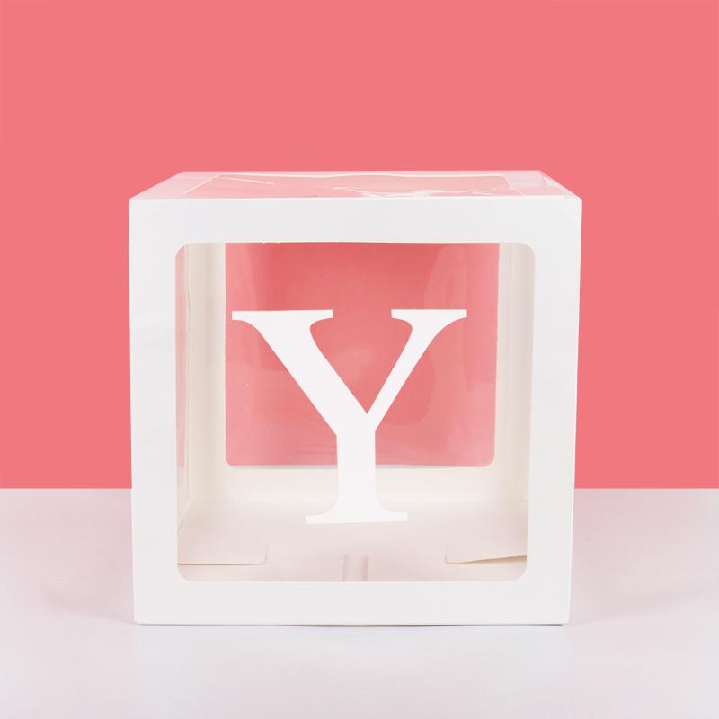 A-Z Letter Name Transparent Balloon Box BABY ONE Blocks Boy Girl Party Gift Box Wedding Decoration Baby Shower Birthday Party