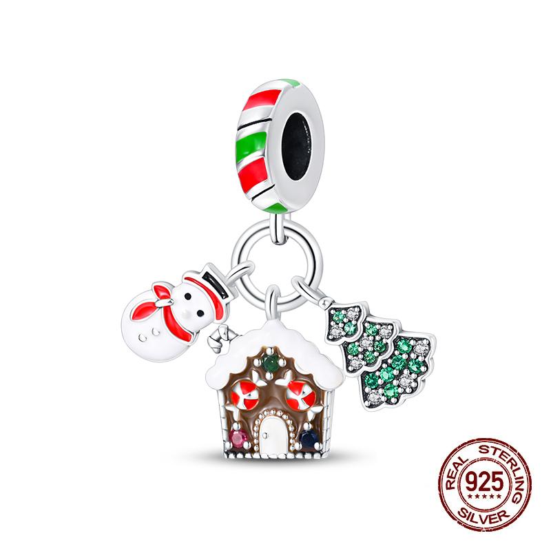 Зимние Шармы Медь Лось Медведь Санта Клаус Шармы Бусины Подходят для Оригинальных Браслетов Для Женщин Сделай Сам Праздничные Ювелирные Изделия Подарки