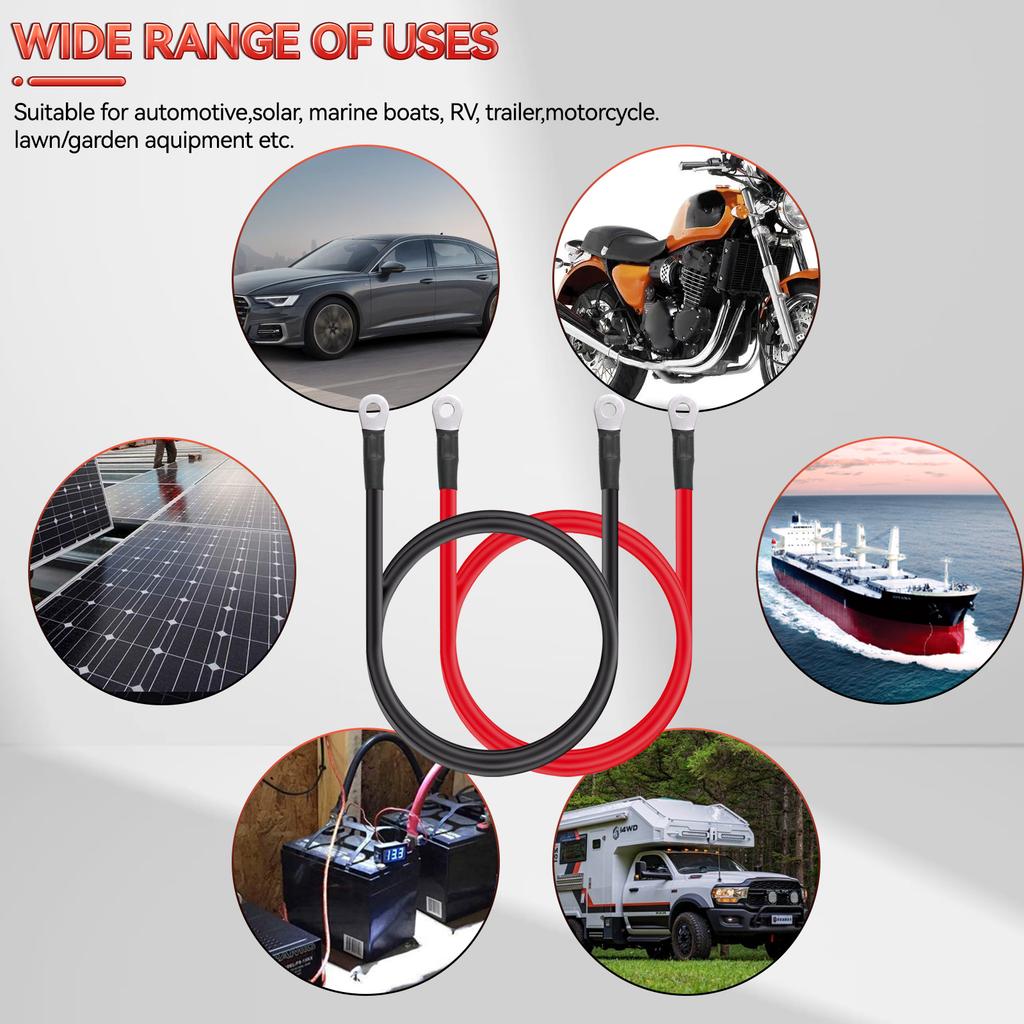 Для Автомобиля Фургона Грузовика Прицепа Кемпера Блок Питания Кабели Аккумулятора Инвертора Сечение 4 AWG 60 см 8 мм Комплект Кабелей Положительный Отрицательный Кабель 2 шт.