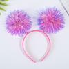 Bling Party Headband Giltering Tinsel Headband Trendy Pompom Ball Headband  Women Girls Pink