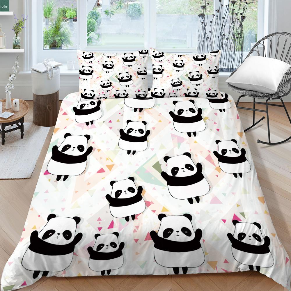 Постельное белье в современном романтическом стиле с пандой, пододеяльник, простыня/двуспальная кровать, полноразмерное покрывало, моющееся, удобное украшение для дома