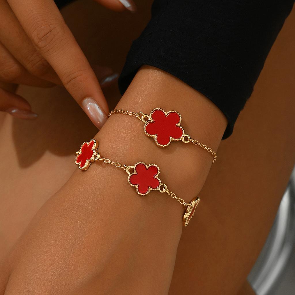 Простой браслет Mori College с цветком сливы, браслет с каплями масла, универсальное украшение для рук