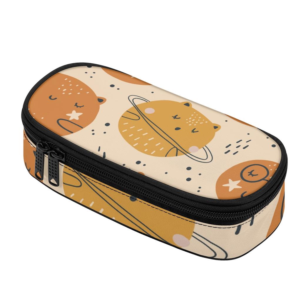 Pencil Pouch Casual Wear Resistant Polyester Secure Zipper with Main Compartment Mesh Pocket and Pen Slots for Boys Girls