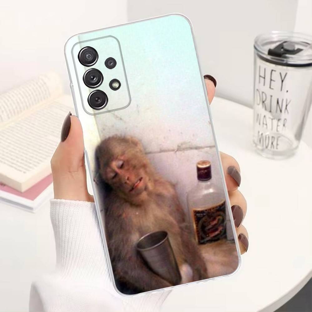 Милая смешная обезьянка для Samsung A30,51,71,S9,Ultra,S20,FE,21,PIus,10,22,Lite,23, Прозрачный, Силиконовый чехол