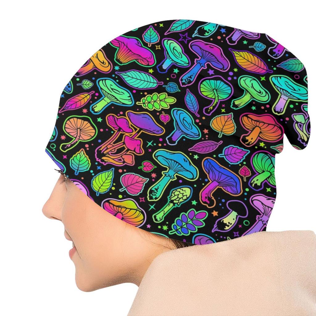 Psychedelic Magic Mushrooms Bonnet Hat Knit Hat Unisex Women Cool Unisex Winter Warm Skullies Beanies Caps
