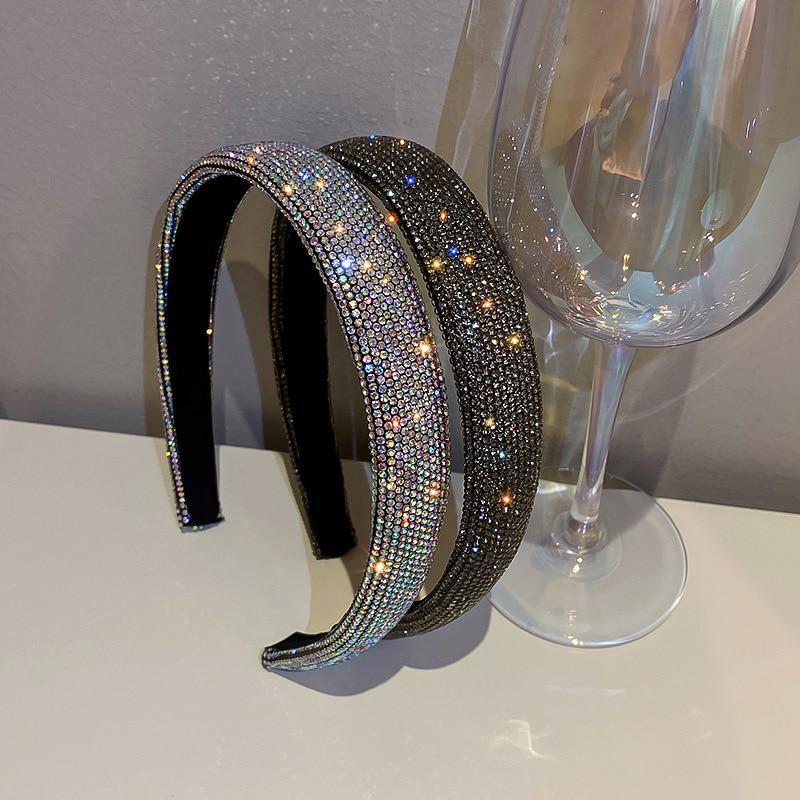 Shiny Full Stylish and Versatile Headbands Silver Color Hairbands Velvet Headwear for Women Hair Accessories Gifts