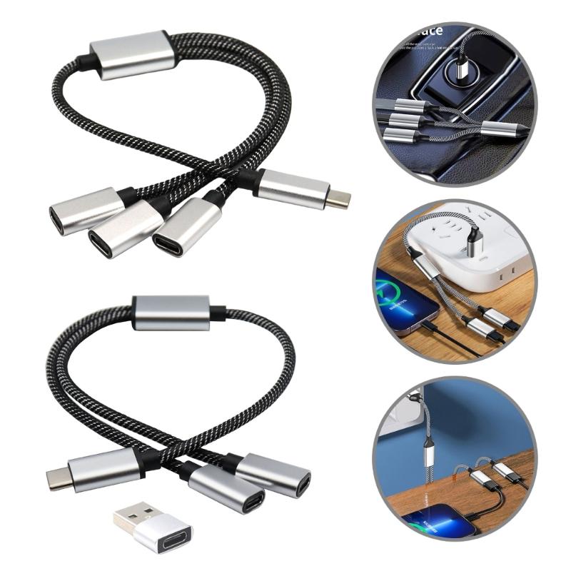 Разветвитель USB C (папа) на 2/3 USB C (мама) Кабели-конвертеры Несколько хабов Порт USB C Хаб Зарядное устройство Адаптер для разделения питания 11,81 дюйма
