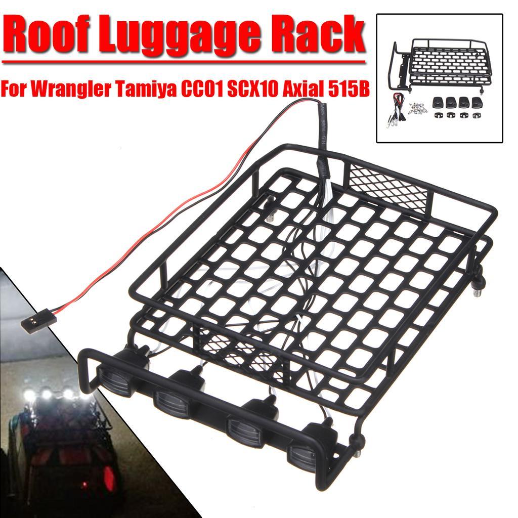 Светодиодная световая панель на крышу, алюминиевый багажник на крышу для RC Wrangler CC01 1/10 Rally Axial SCX10