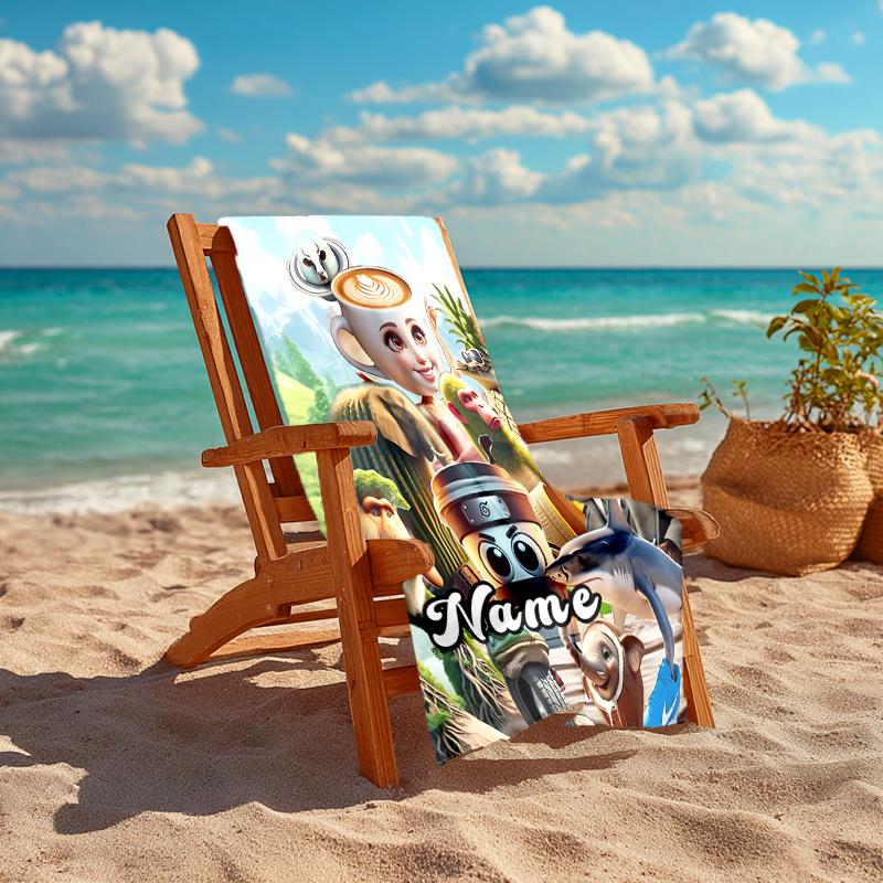 Personalized customized proof beach towel with Italian Brainrot animal pattern - soft, absorbent,quick-drying,perfect swimming,camping&bathing