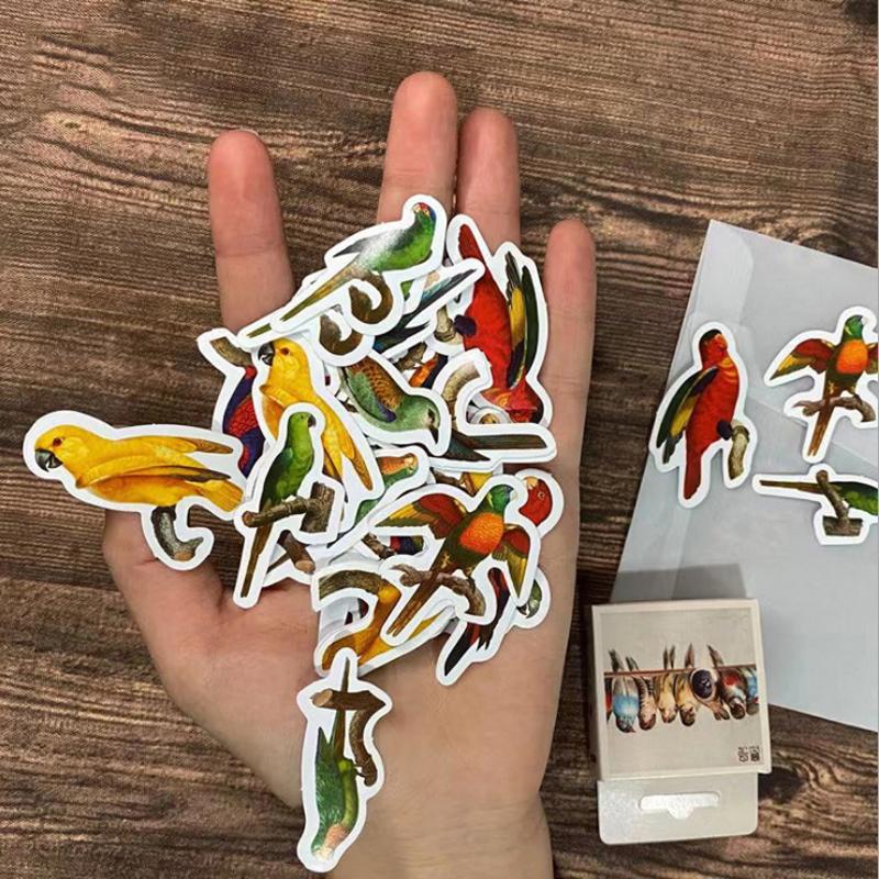 46pcs/box Cute Bird Stickers Boxed Mini Paper Sticker Animal Decoration Scrapbooking Label Sticker Notebook Phone Case Decor