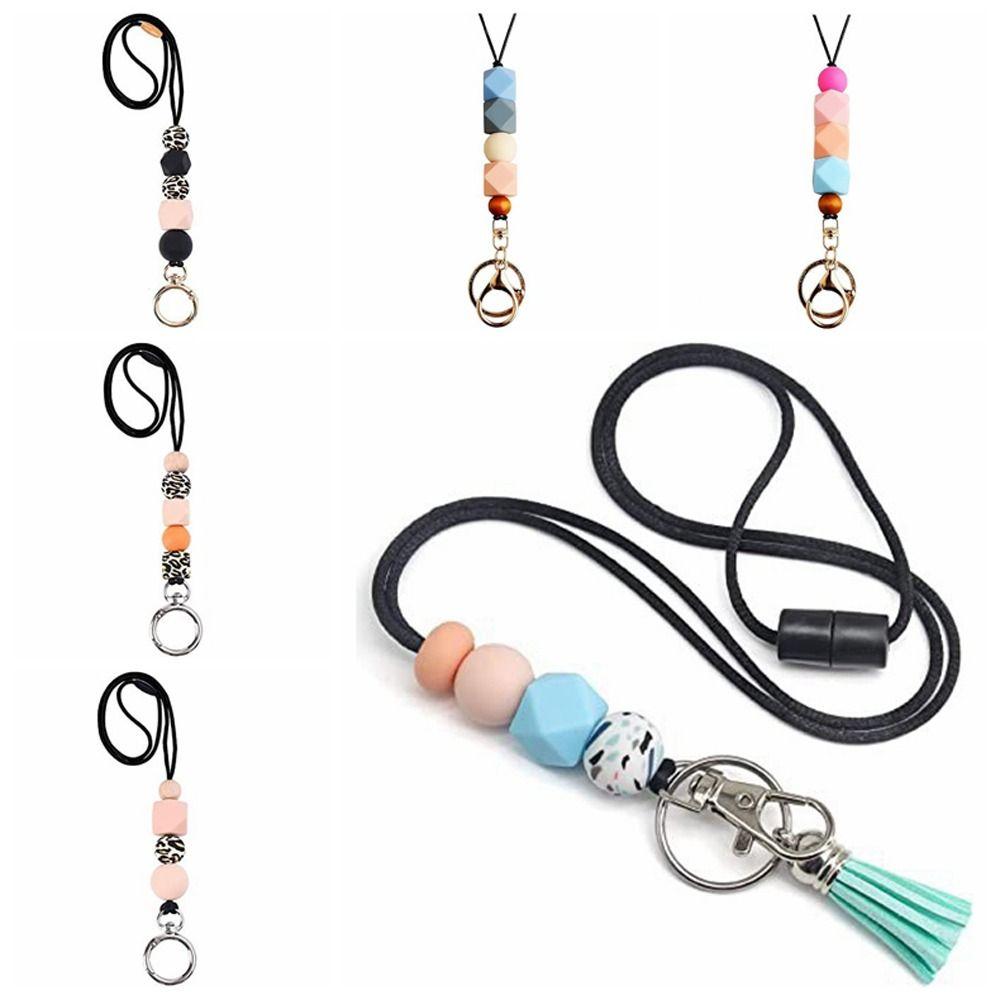 Breakaway Silicone Beaded Lanyard Anti-Lose Teacher Lanyards Creative ID Badges Lanyard  Great Gift