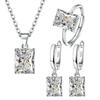 Love Zircon Ear Buckle Women's Ring Heart Pendant Necklace Three-piece Set