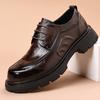 Верхний слой коровьей кожи Высококачественная повседневная мужская обувь Натуральная кожа Деловая формальная кожаная обувь Легкая роскошь Толстая подошва Мужские туфли с большим носком