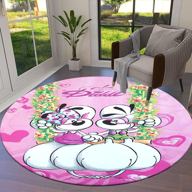 Diddl Round Area Rug,Carpet Rug for Living Room Bedroom Sofa Playroom Decor,Non-slip Floor Mat
