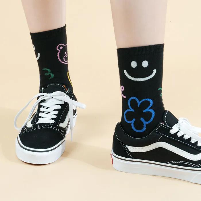 Женские модные носки Kiki Yasocks Линейный рисунок Медведь 5 цветов