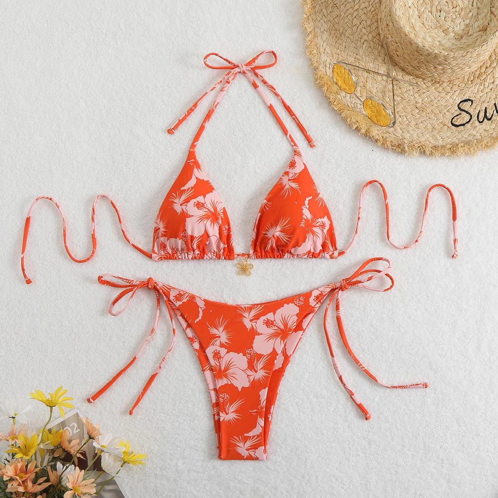 2025 Euro-American New Style Lace-Up Backless Sexy Split Bikini Swimsuit for Women