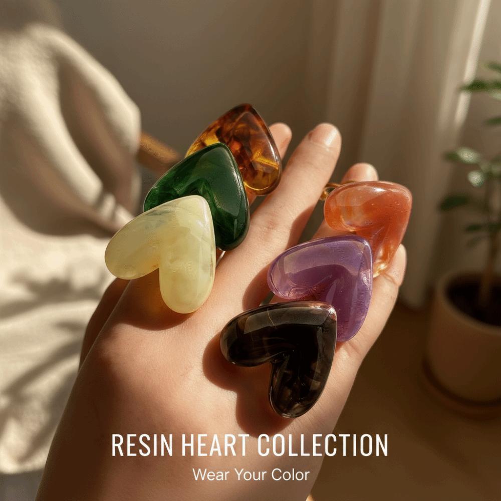 Простое кольцо с открытым ртом Личностное регулируемое кольцо Модное кольцо-сердце из смолы Мужское/Женское