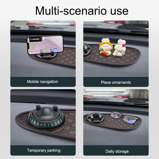 Car Anti Slip Pad Car Phone Holder with Night Glow Number Display Rotatable Dashboard Mount for Most Cars And