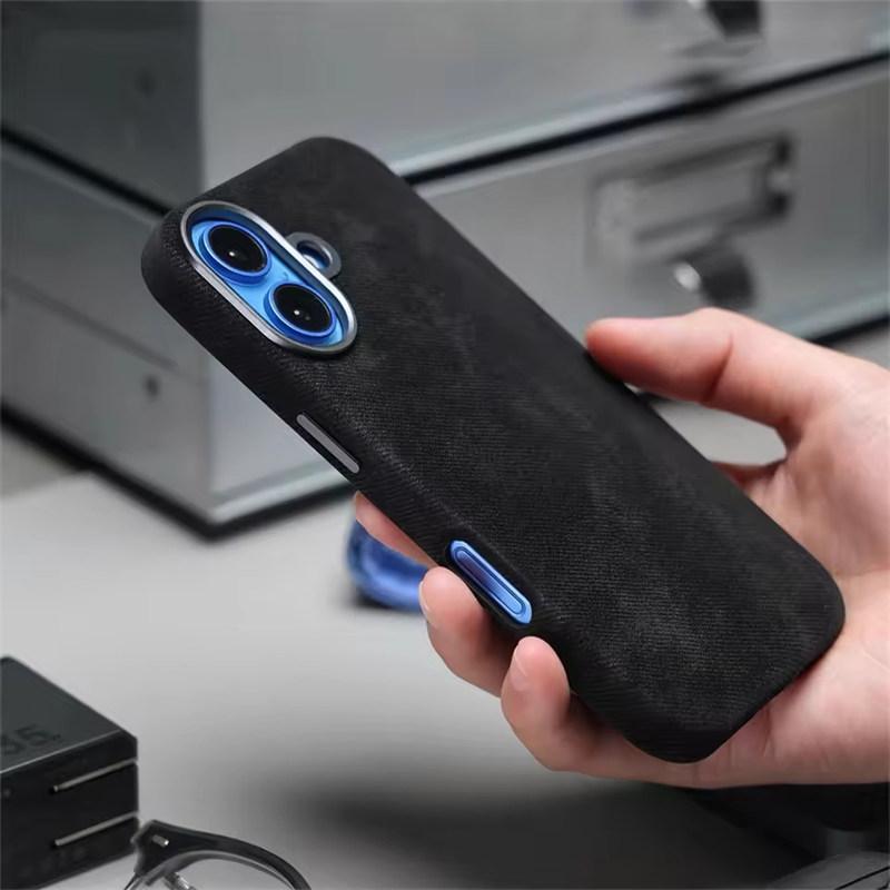 Luxury Fiber Leather Shockproof Case For iPhone 17 Air Pro Max 16 15 14 Plus 13 12 16E For MagSafe Magnetic Wireless Charging Back Cover