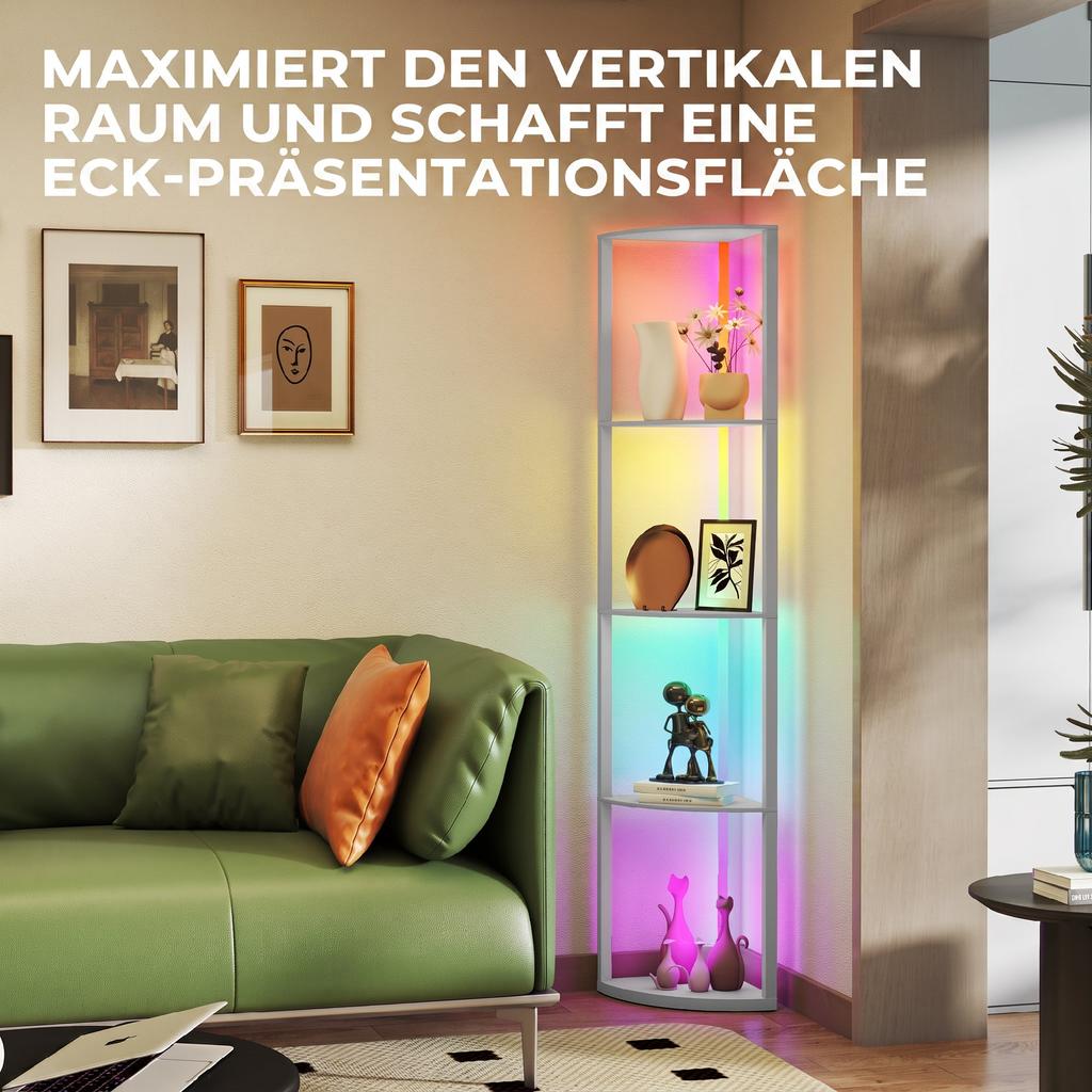 LED Floor Lamp 5-Level Dimmable Standing Lamp with Shelf, RGB Color Change, Remote Control
