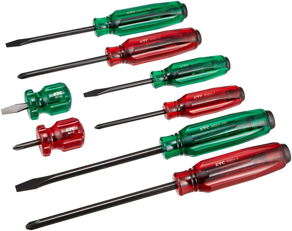 Kyoto Machine Tools Plastic Handle Penetrating Type Screwdriver Set of PMD18 (KTC) Set, 8,