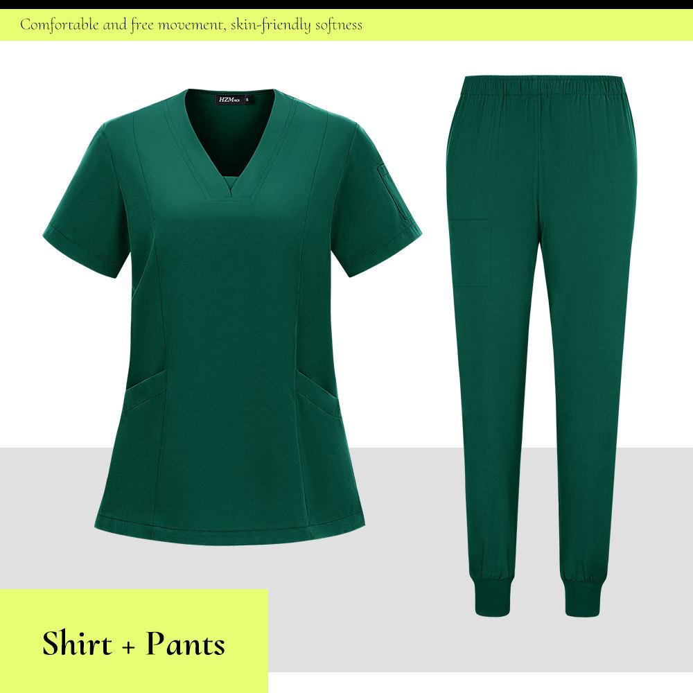 Детская больница Быстросохнущий костюм-скраб с V-образным вырезом - Комплект из двух предметов с коротким рукавом