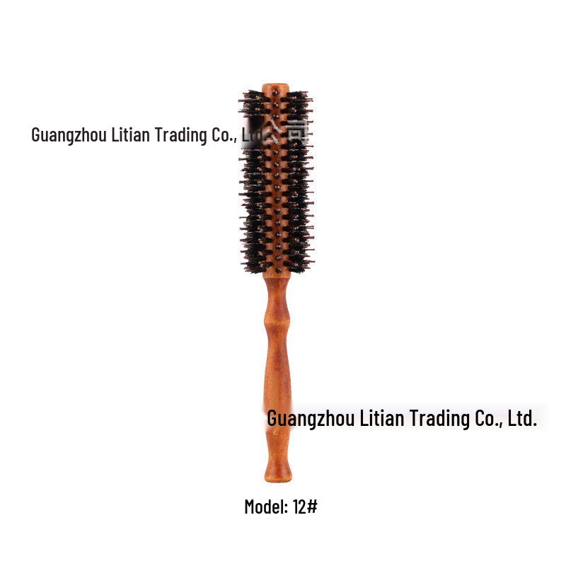 Натуральная щетка-валик для волос с щетиной кабана - Распрямляющая и завивающая расческа из массива дерева для салонного использования