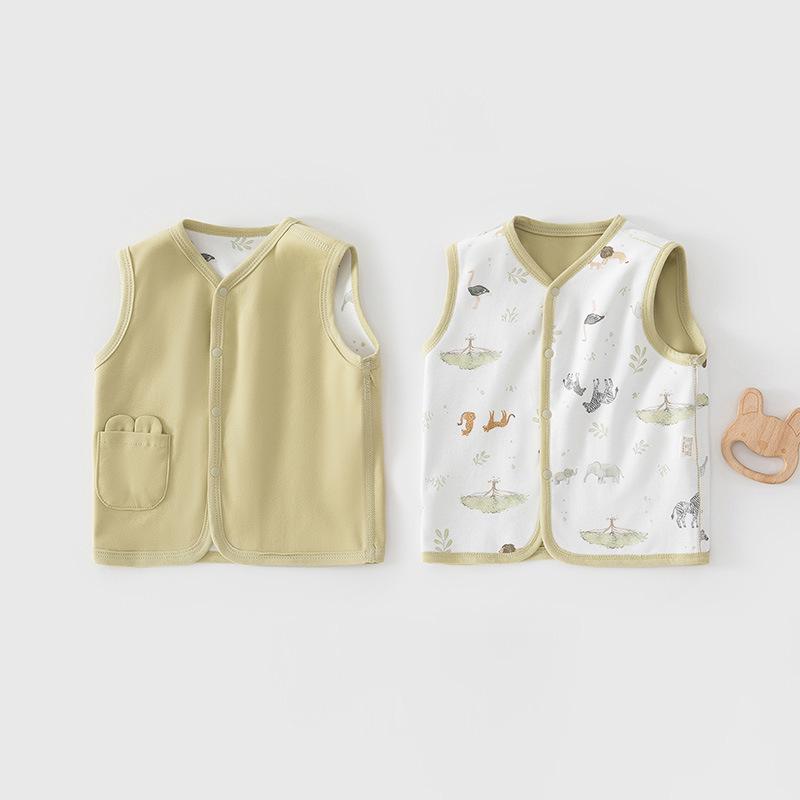 Reversible Newborn Cotton Vest: Double-Layer, Sleeveless, Spring/Autumn Style