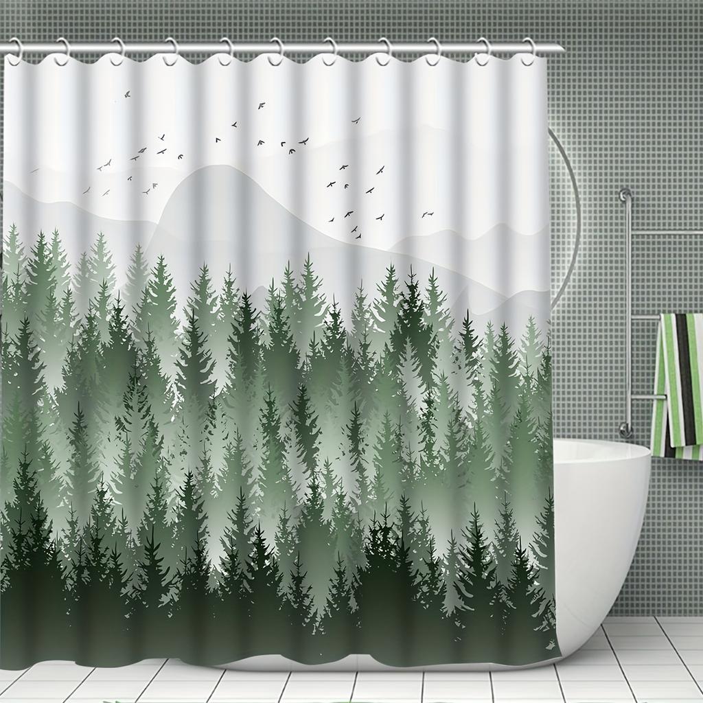 4 шт., наборы занавесок для душа с лесами и горами для ванной комнаты, нескользящие коврики для ванной комнаты, крышка для унитаза, коврик для ванной